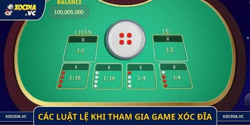 Các luật lệ chung khi tham gia game xóc đĩa
